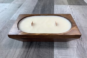 Rectangle Dough Bowl Hand Poured Wooden Wick Soy Wax Candle