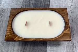 Rectangle Dough Bowl Hand Poured Wooden Wick Soy Wax Candle