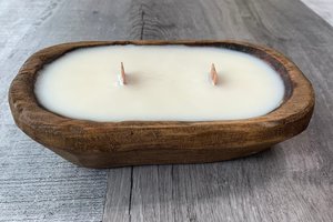 Mini Dough Bowl Hand Poured Wooden Wick Soy Wax Candle