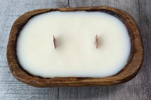 Mini Dough Bowl Hand Poured Wooden Wick Soy Wax Candle