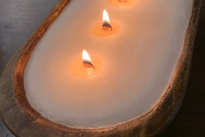 Natural Wood Dough Bowl Hand Poured Wooden Wick Soy Wax Candle