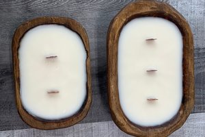 Mini Dough Bowl Hand Poured Wooden Wick Soy Wax Candle