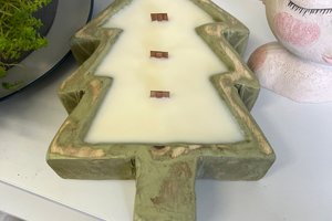 Apple Maple Bourbon Christmas Tree Dough Bowl Wood Wick Soy Wax Candle