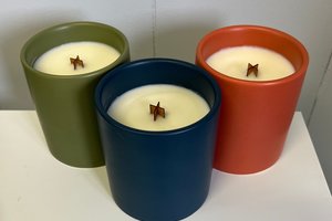 12oz Apple Cider Ceramic Hand Poured Wooden X Wick Coconut Soy Wax Candle