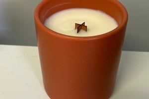 12oz Apple Cider Ceramic Hand Poured Wooden X Wick Coconut Soy Wax Candle