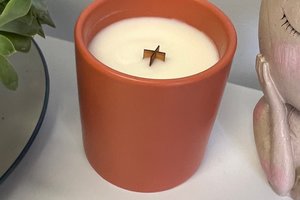 12oz Apple Cider Ceramic Hand Poured Wooden X Wick Coconut Soy Wax Candle