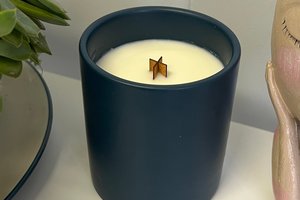 12oz Apple Cider Ceramic Hand Poured Wooden X Wick Coconut Soy Wax Candle