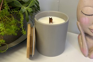 12oz Lemon Pound Cake Ceramic Hand Poured Wooden X Wick Coconut Soy Wax Candle