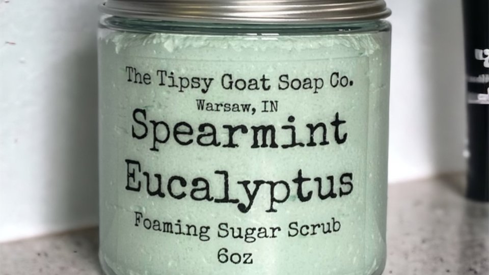 Spearmint Eucalyptus Foaming Sugar Scrub | Sugar Whipped Soap