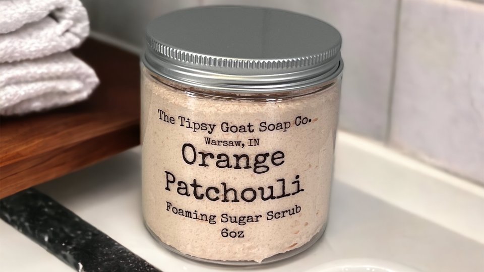 Orange Patchouli Foaming Sugar Scrub | Sugar Whipped Soap