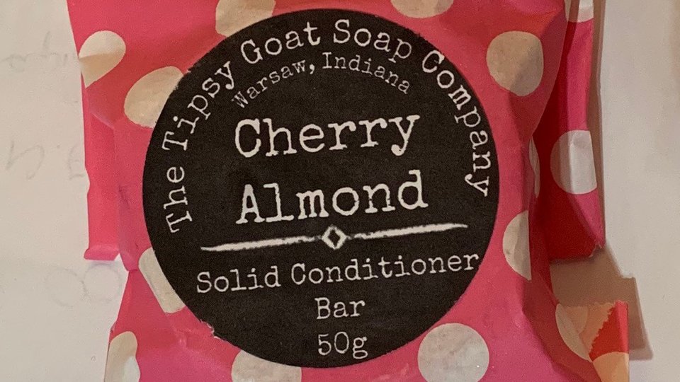 Cherry Almond Solid Hair Conditioner Bar with Argan Oil, Mango Butter, Tucuma Butter, and Silk Protein