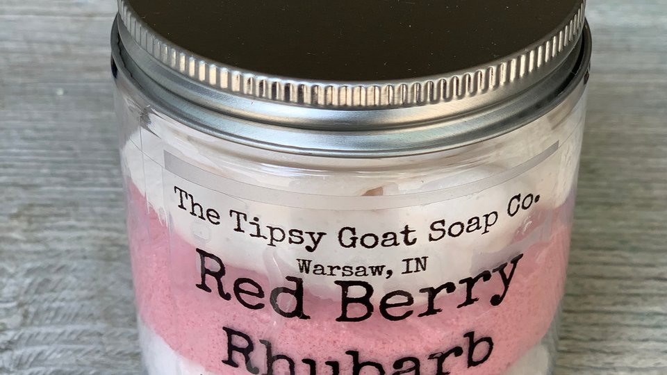 Red Berry Rhubarb Foaming Sugar Scrub | Sugar Whipped Soap