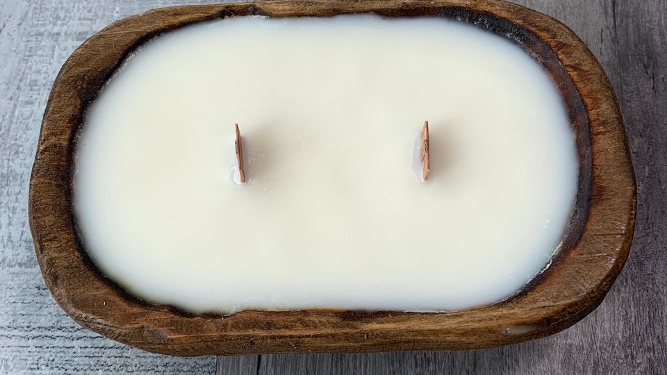 Mini Dough Bowl Hand Poured Wooden Wick Soy Wax Candle