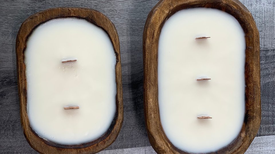Mini Dough Bowl Hand Poured Wooden Wick Soy Wax Candle