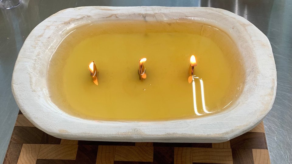 White Dough Bowl Hand Poured Wooden Wick Soy Wax Candle
