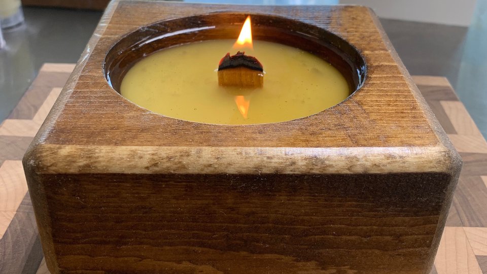 Wooden Cheese Mold Hand Poured Wooden Wick Soy Wax Candle