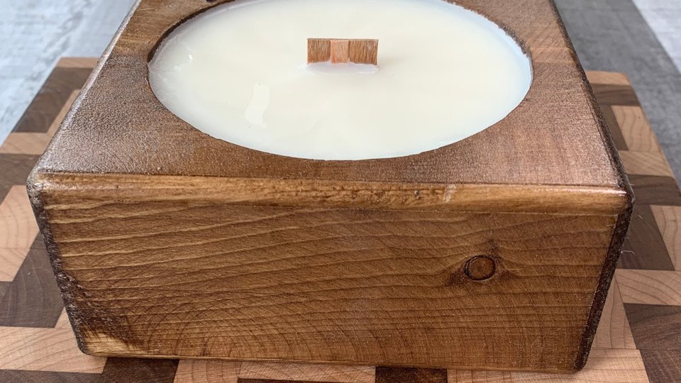 Wooden Cheese Mold Hand Poured Wooden Wick Soy Wax Candle