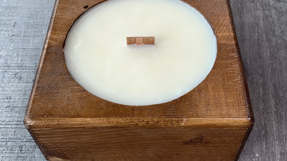Wooden Cheese Mold Hand Poured Wooden Wick Soy Wax Candle