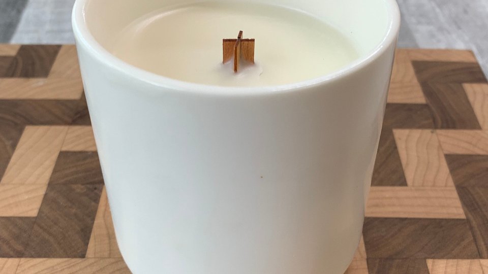 10oz Lava Ceramic Hand Poured Wooden X Wick Coconut Coconut Soy Wax Candle