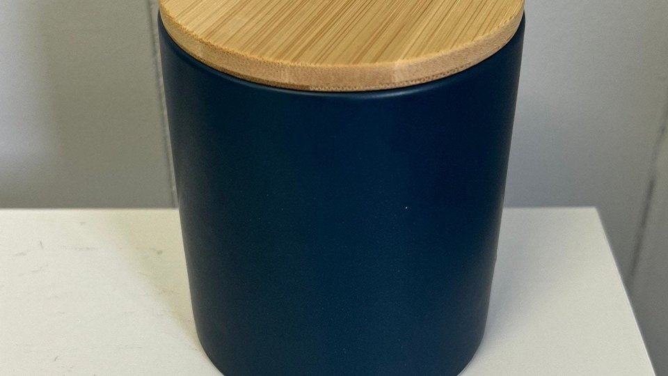 12oz Apple Cider Ceramic Hand Poured Wooden X Wick Coconut Soy Wax Candle