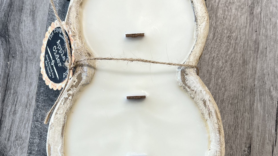 Apple Cider Snowman Dough Bowl Wood Wick Soy Wax Candle