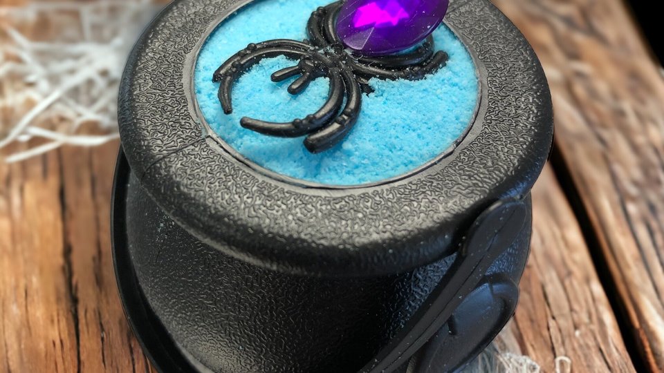 Blue Raspberry Slushie Spider Cauldron Bath Bomb