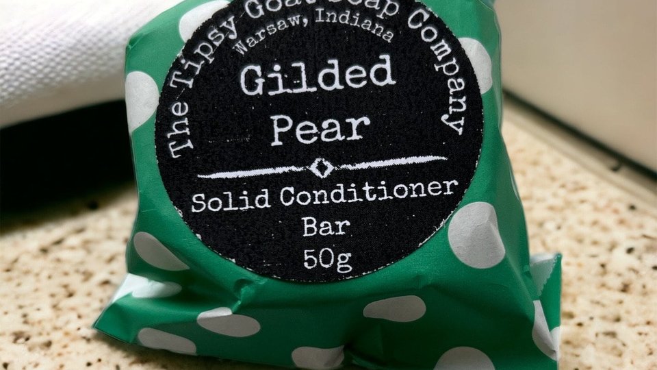 Gilded Pear Solid Hair Conditioner Bar with Argan Oil, Mango Butter, Tucuma Butter, and Silk Protein