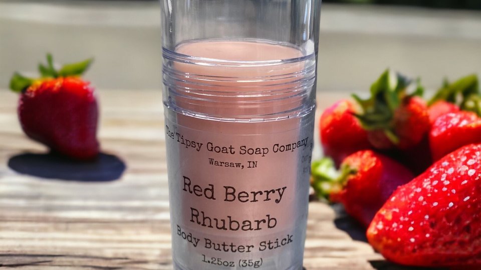 Red Berry Rhubarb Body Butter Stick | Solid Lotion Stick