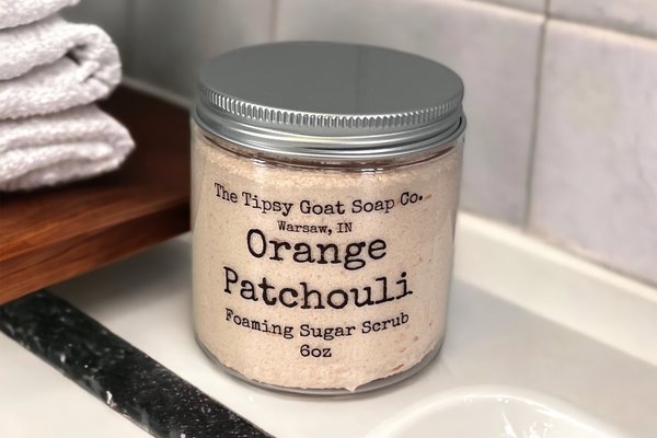 Orange Patchouli Foaming Sugar Scrub | Sugar Whipped Soap