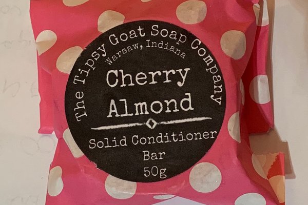 Cherry Almond Solid Hair Conditioner Bar with Argan Oil, Mango Butter, Tucuma Butter, and Silk Protein