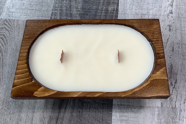 Rectangle Dough Bowl Hand Poured Wooden Wick Soy Wax Candle