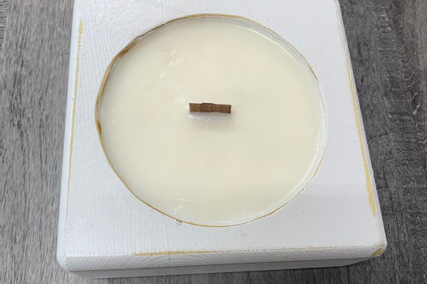 White Wooden Cheese Mold Hand Poured Wooden Wick Soy Wax Candle