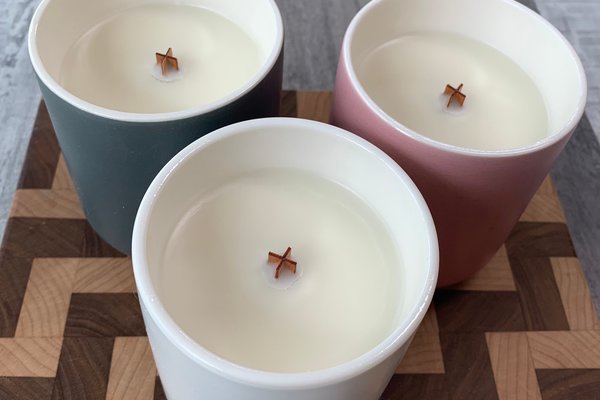 8oz Vanilla Cream Ceramic Hand Poured Wooden X Wick Soy Wax Candle