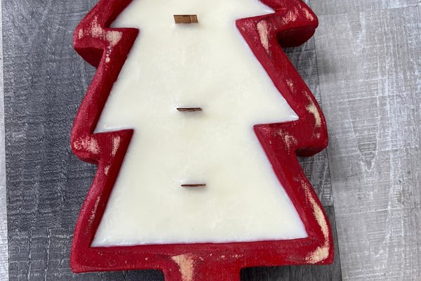 Gingerbread Christmas Tree Dough Bowl Wood Wick Soy Wax Candle
