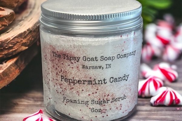 Peppermint Candy Foaming Sugar Scrub | Sugar Whipped Soap