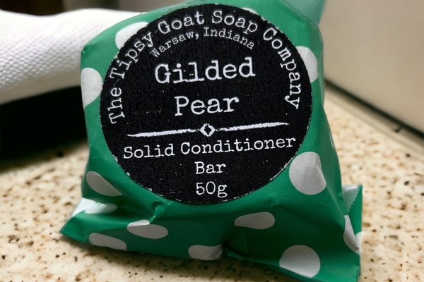 Gilded Pear Solid Hair Conditioner Bar with Argan Oil, Mango Butter, Tucuma Butter, and Silk Protein