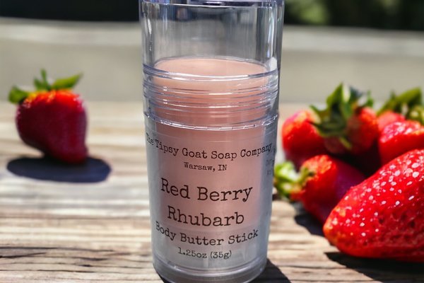 Red Berry Rhubarb Body Butter Stick | Solid Lotion Stick